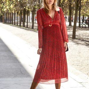 Sezane Red Floral Dress